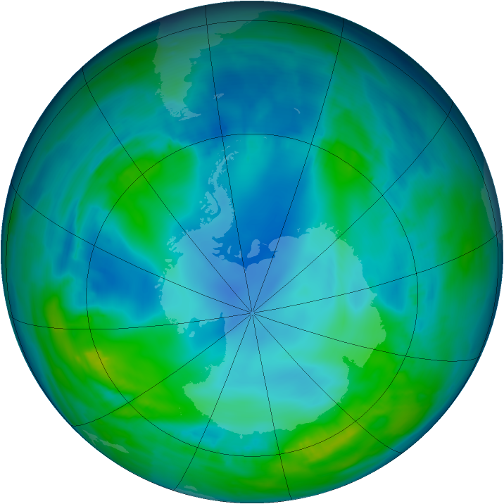 Antarctic ozone map for 10 May 2014